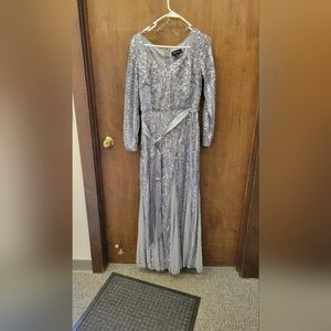 R&M Richards Metallic Long Sleeve Gown